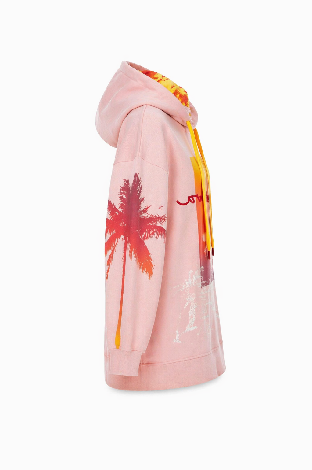 Desigual Hoddie Hawaiian Oversize Pink Hood