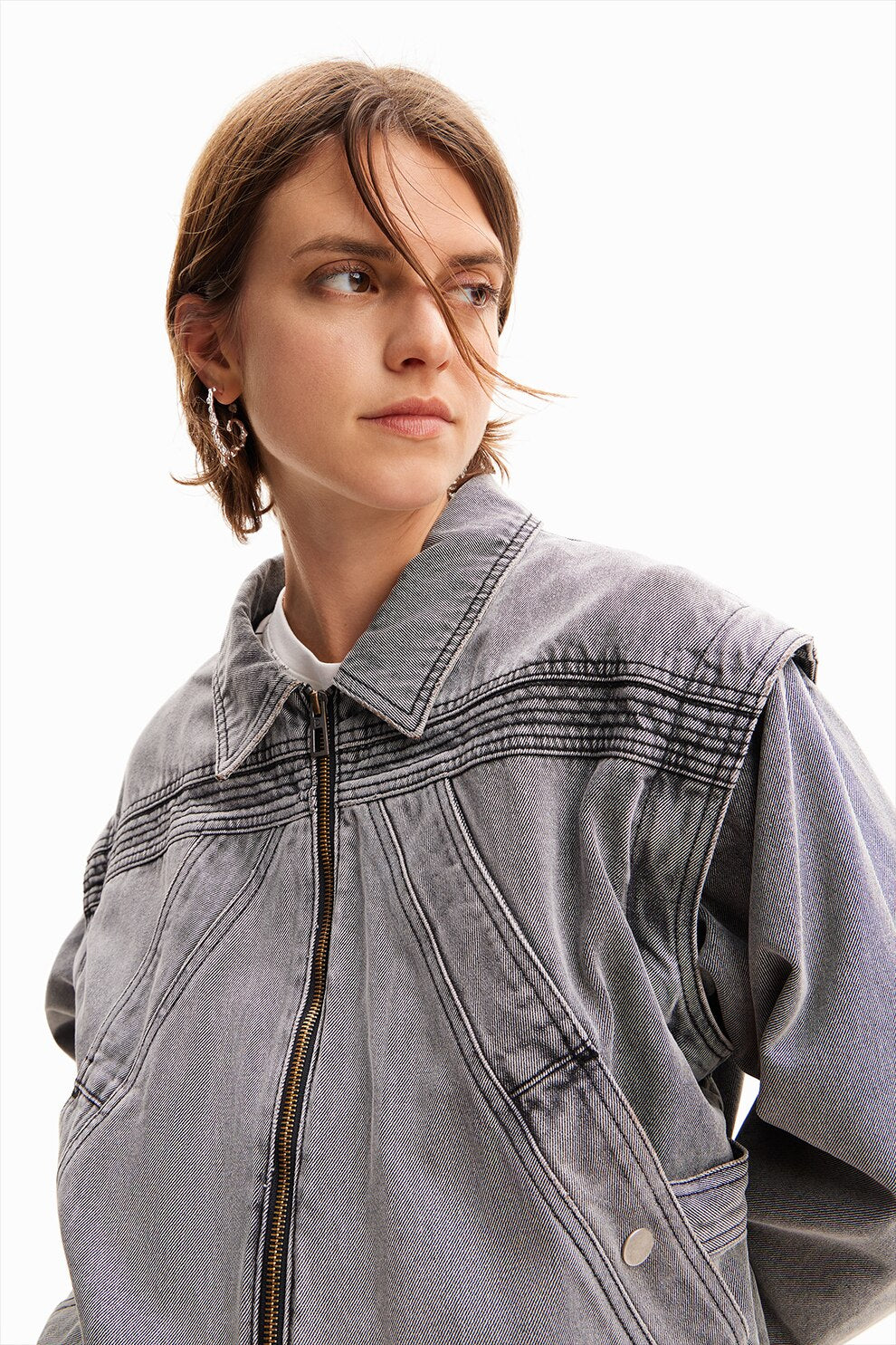Desigual Denim Jacket Whith Detachable Sleeves