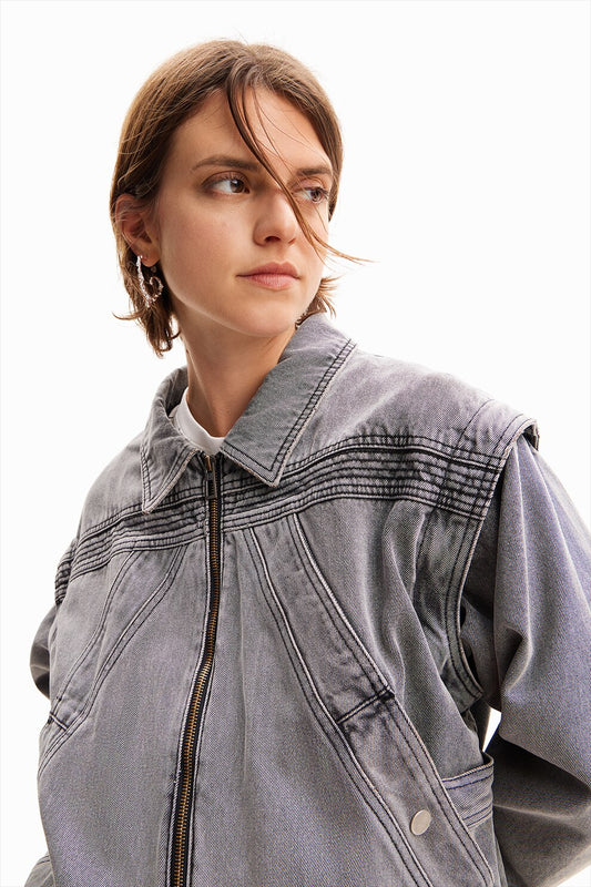 Desigual Denim Jacket Whith Detachable Sleeves