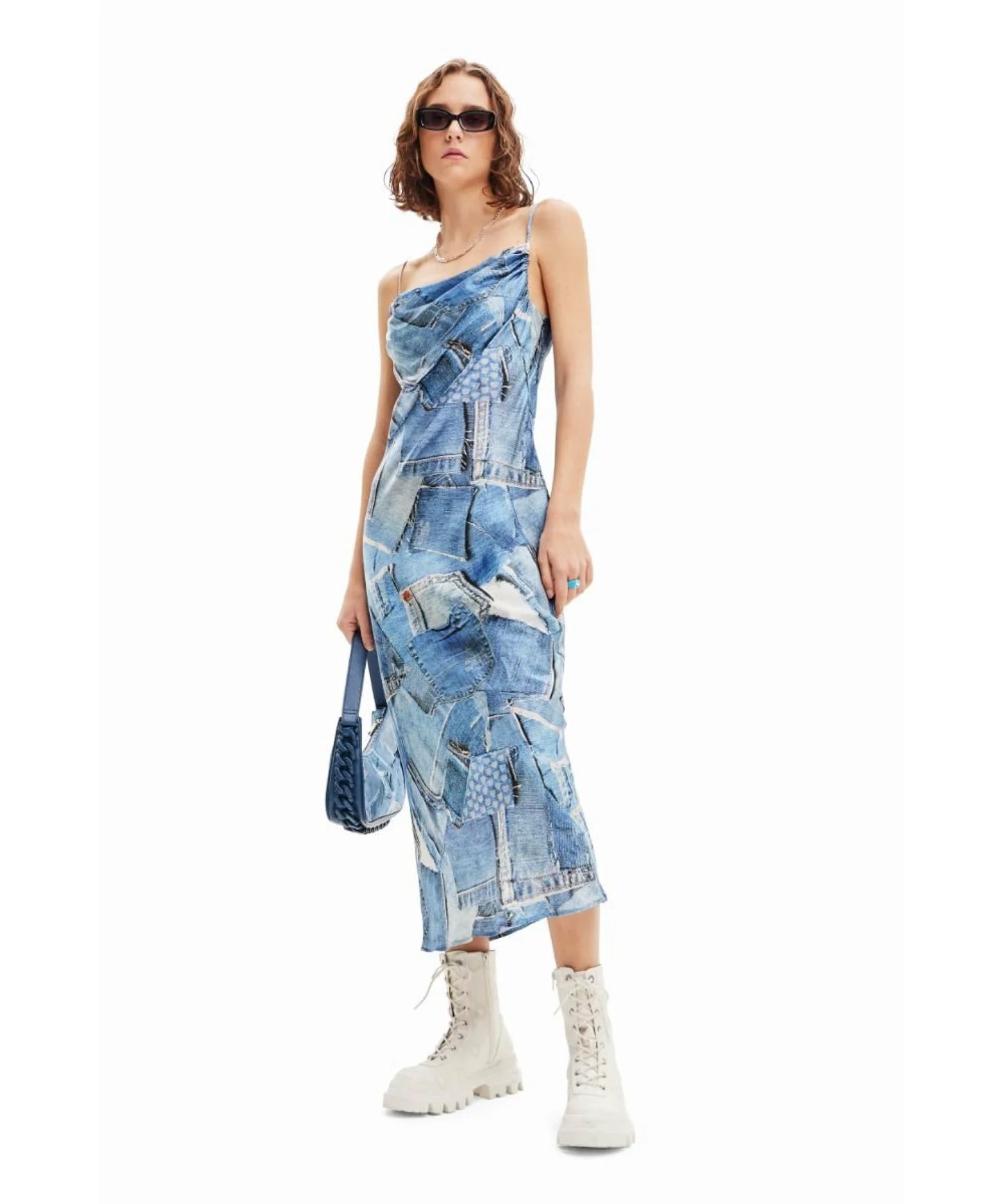 Desigual Blue Dress Denim Patch