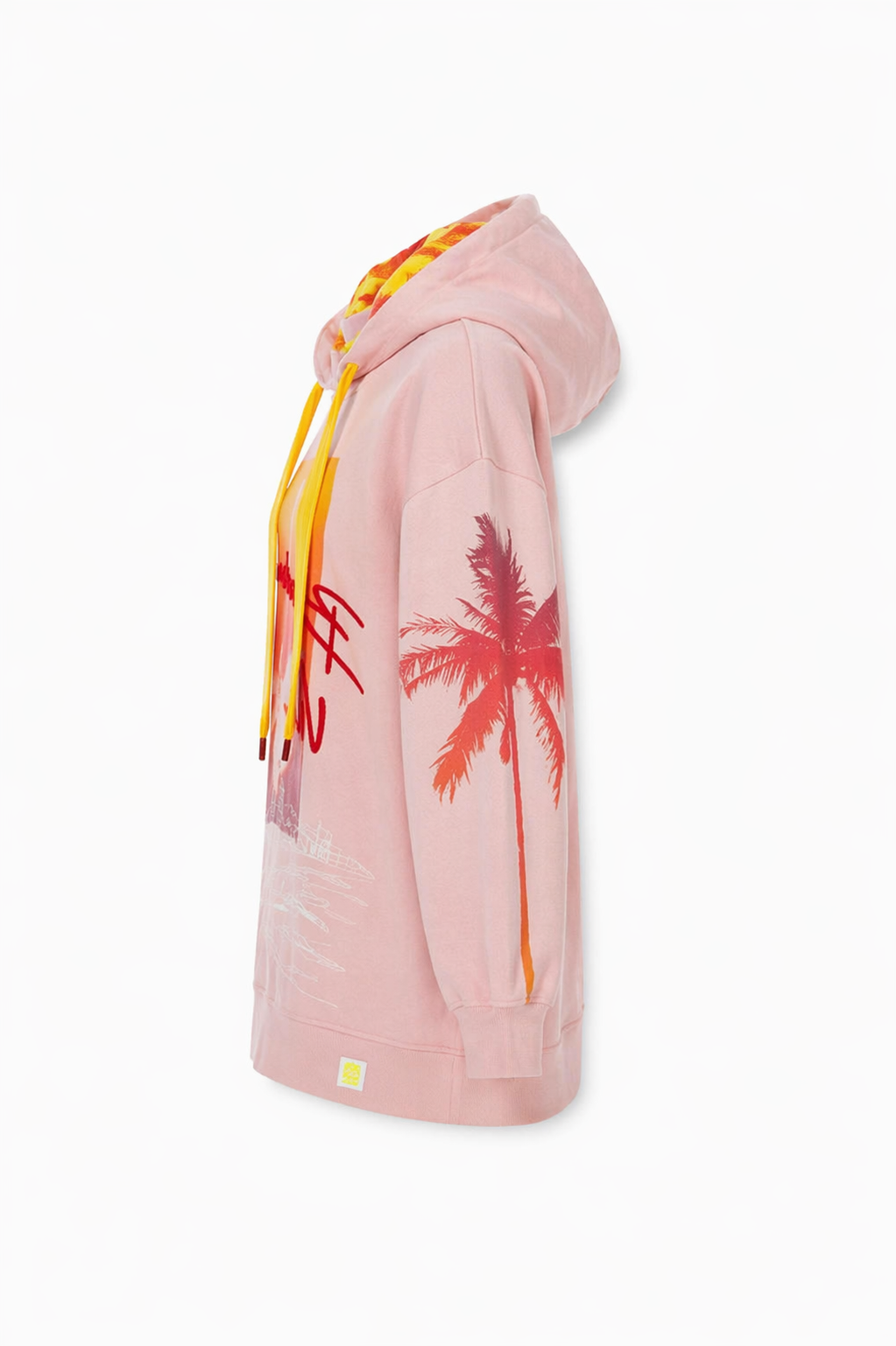 Desigual Hoddie Hawaiian Oversize Pink Hood