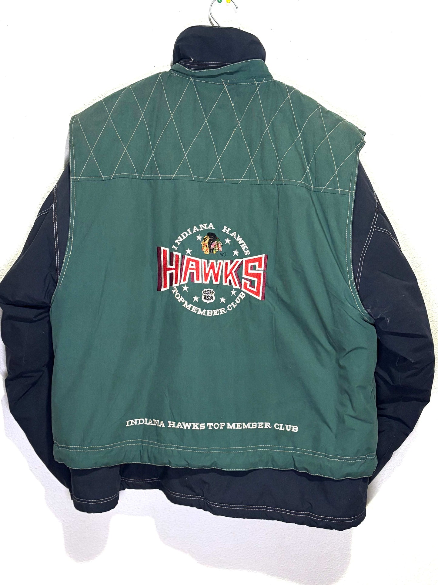 Abrigo Vintage 90s Indiana Hawks Oversized Chaleco extraíble